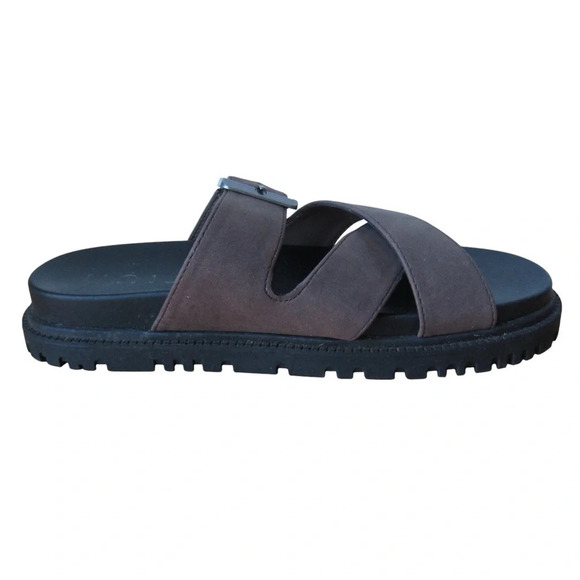 Unisa Womens Brown Buckle Sandals Size 5.5 Strappy Flat Slip On Shoes Outdoor - Picture 5 of 10